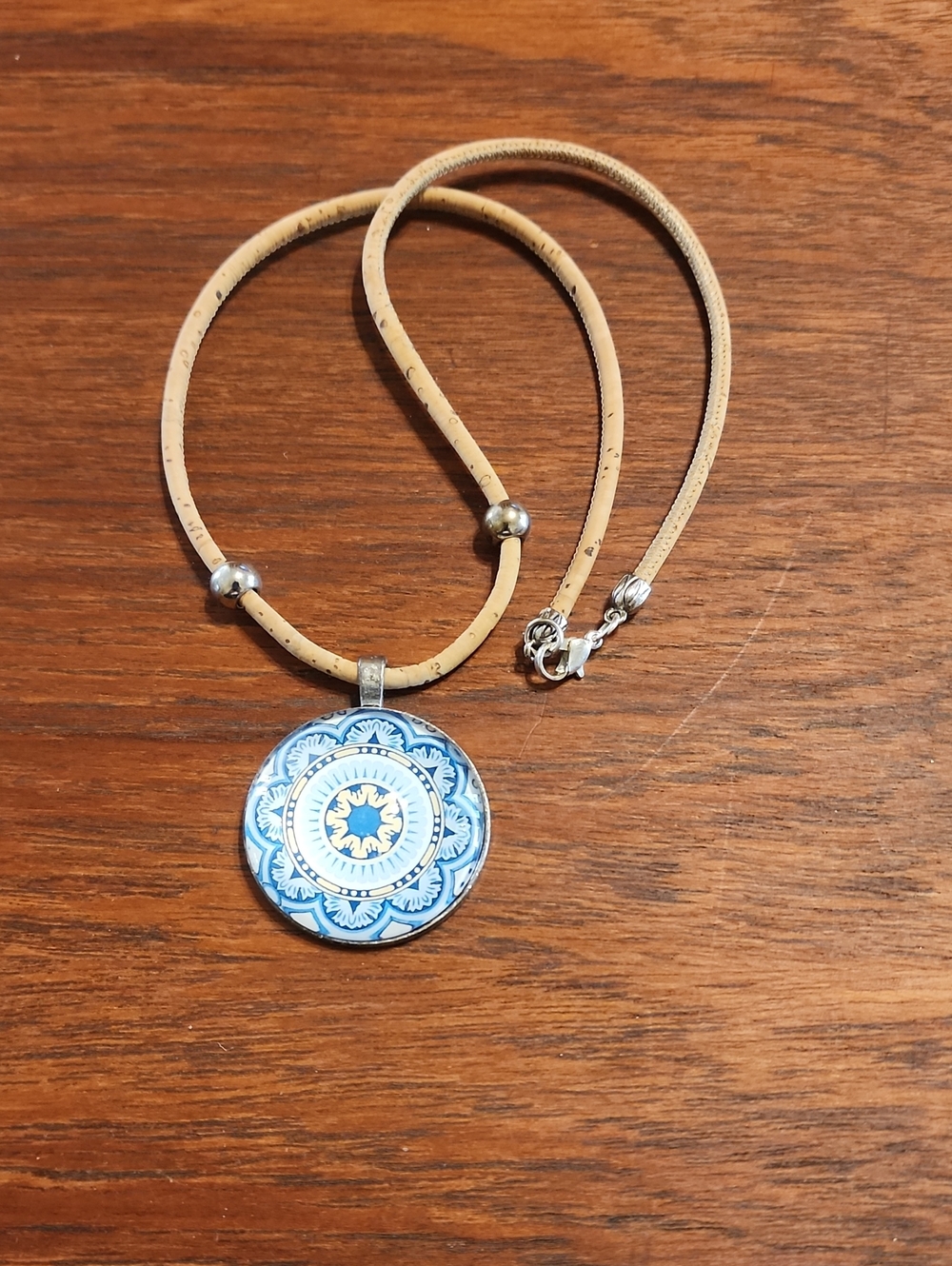 Blue Portuguese Made Cork Pendant Necklace